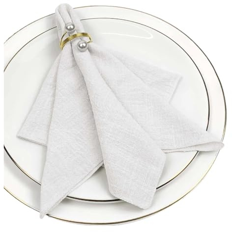 Musselin Servietten 6er-Set Stoffservietten aus Baumwolle, Gaze, Grün, 30 x 30 cm, for Hochzeitsdekoration, den täglichen Gebrauch, Abendessen, Geschirrtuch, Tischservietten for Partys(White)