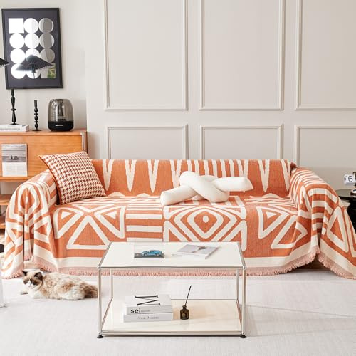 TAOTAOGO Manta de felpilla para sofá 3 plazas, para Silla y Cama, #A Naranja 230x340 cm