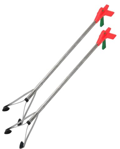 YsXoWiui 2 Piezas Herramienta Recogedora Pinza Basura Garra Larga Pinza Papel Higiénico Agarre Ergonómico Antideslizante en Acero Inoxidable para Recoger, L