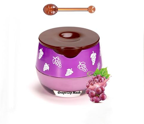 Honey Balm Lippenmaske & Lip Sleeping Mask Set - Honeybalm Original Lip Repair Balm für trockene, rissige Lippen, Reduziert Lippenfalten und spendet intensive Feuchtigkeit (#Traube, 5.5g)