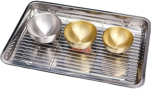 Teglia da forno in acciaio inox con griglia di raffreddamento, teglia da forno per biscotti, pane, torte, pagnotta, frutta, verdura, carne, barbecue, grigliare, casa, appartamento