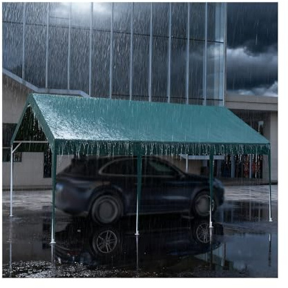 Robustes Carport-Dach Für Alle Wetterbedingungen, Wasserabweisend, Geeignet Für Traktoren, LKWs, Wohnmobile Und SUVs(Green,9.8x16.4x6.5 ft)