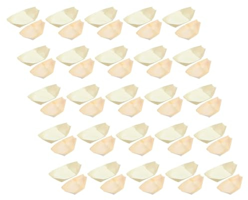 LALADEFIEE 200 Piezas Bandejas Desechables de Madera para Sushi y Aperitivos Barcos Resistentes para Catering y Fiestas Platos de Madera para Ensaladas Postres y Bocadillos Estilo Japonés