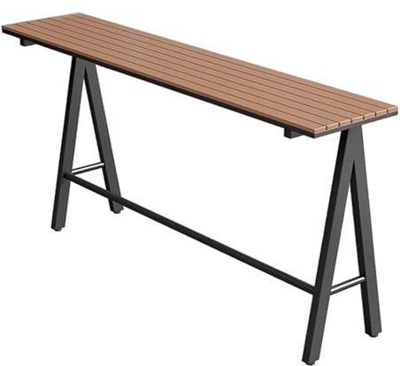 Barbord för Utomhusbruk Rektangulärt Högt Pubbord med Metallram för Trädgård Bakgård Balkong(Black,120x40x105cm)