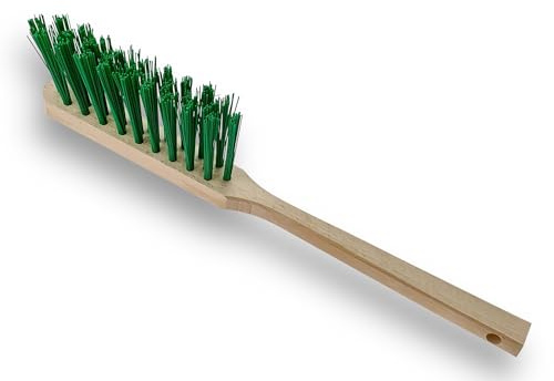 Lot de 10 balayettes Longues de Jardin | Poils PVC durs Verts | Manche Bois Brut 45 cm | Usage extérieur, Atelier, Garage | Résistantes à l’Usure | Nettoyage sols et Surfaces | Kibros VC4265x10