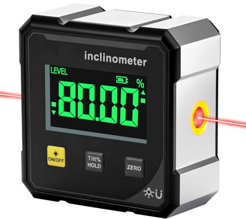 4 * 90° Inclinomètre Numérique, niveau electronique avec Écran LCD, Aimant 4 Faces rapporteur d'angle numerique, Rechargeable, Étanche IP54, pour Menuiserie Travail du Bois Construction
