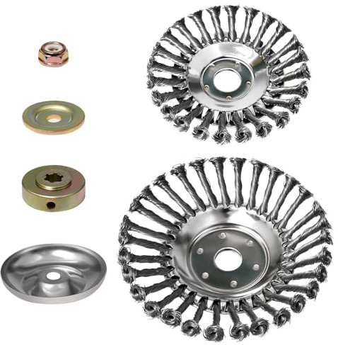 Pilikoll 2 st grästrimmer borste rund ogräsborste professionell ståltrimmer borste ogräsborste 25,4 mm för rengöring av ogräs, mossa (2 x 6 tum)