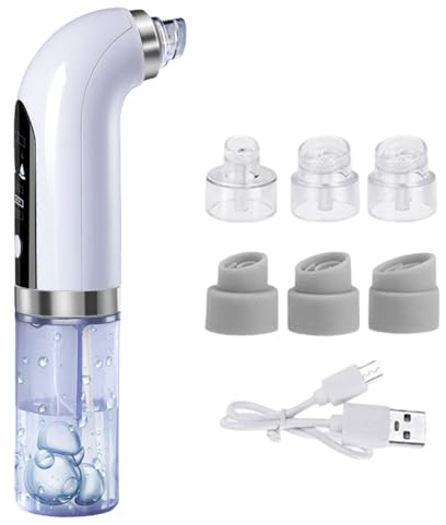 Succionador de Puntos Negros, Limpiador de Poros, Eliminador de Espinillas Electrico, Aspirador de Puntos Negros con 3 Modos y 6 Puntas de Succión para La Limpieza Facial y El Cuidado de La Piel