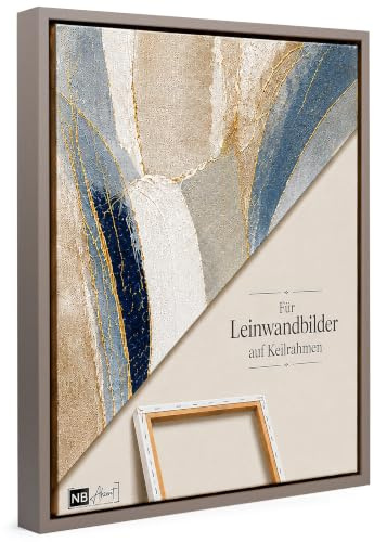 NB Akzent Schattenfugenrahmen für Leinwandbilder & Canvas 90x120 cm - Grau - für Keilrahmen bis 22 mm Stärke - in zerlegter Form - ohne Glas und Rückwand