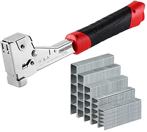 MONZANA® Hammertacker Stahl rostfrei 6-14mm 500 Klammern Klammerzieher Schiebeverriegelung Schlagtacker Handtacker Tacker
