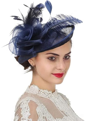 Women Feather Fascinator Hat Flower Pillbox Hat Wedding Bridal Headdress Headpieces Race Ascot Hats Burlesque Flapper Hair Accessory For Costume Party Evening Cocktail Prom Hen Party Church
