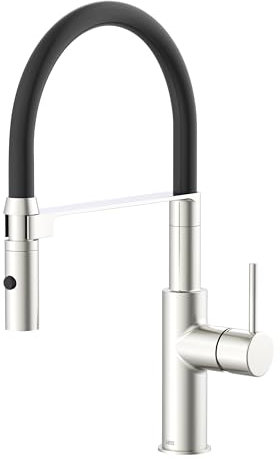 Lenz Küchenarmatur NALU in nickel-matt - flexible Geschirrbrause mit 2 Strahlarten - Zweistufige Wassersparfunktion - Anti-Fingerabdruck Oberfläche und Montage von oben - 46070422