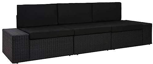 vidaXL Modulares 3-Sitzer-Sofa Poly Rattan Schwarz