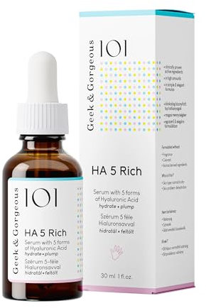 Geek & Gorgeous HA 5 Rich Hyaluron Serum, 5 Arten Hyaluronsäure, Feuchtigkeitsspendend & Straffend, Für Normale & Trockene Haut, 30 ml