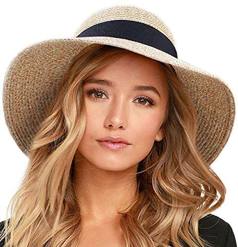 FURTALK Damen Sonnenhut UV-Schutz Strandhut UPF Strohhut mit Breite Krempe