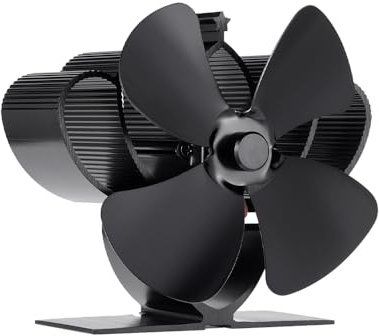COMBIUBIU 4 Blade Mini Woodburner Stove Fan Heat Powered Log Burner Fan for Wood Burning Stove/Silent Operation Heat Distribution for Wood/Log Burner/Fireplace