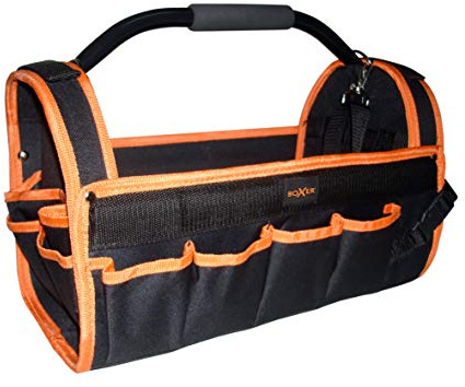 Boxer® Nylon Werkzeugtasche 17 mit Schultergurt - 42,5 x 21,5 x 25 cm, AZO-frei, Komfortgriff, Schwarz/Orange