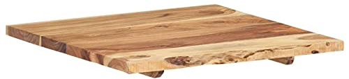 Tidyard Waschtischplatte Badezimmer Waschtisch Waschtischkonsole Platte Holzplatte für Aufsatzbecken Badmöbel Baumkante Akazienholz Massiv 80x55x2,5cm