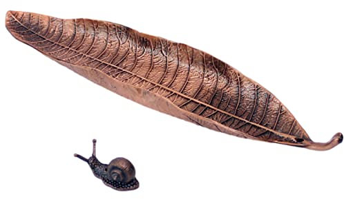 Räucherstäbchenhalter Metall Blätter Ash Catcher mit Schnecke 26cm Lange Räuchergefäß Natural Weihrauchbehälter Wohnkultur Zubehör Handwerk für Geschenk (Bronze)