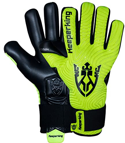 Keeperking Professionelle Fußball-Torwarthandschuhe für Kinder, Jungen, Jugendliche, Erwachsene, Männer, Fußball-Torwarthandschuhe, starker Halt, Latex-Handflächenschutz