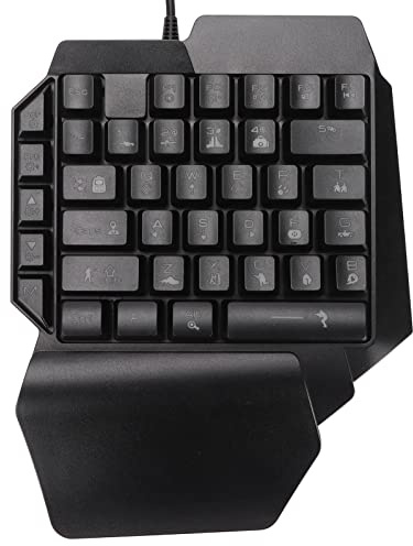 GOWENIC One Handed Gaming Keyboard, 39 Keys Luminous Professional Gaming Keyboard USB Wired Single Hand Mechanical Keyboard with Wrist Rest for PC Gaming