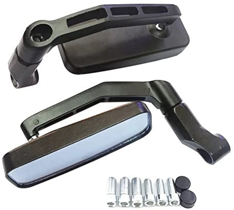 ihreesy 2 Stück Motorrad Seitenspiegel, Motorrad Rückspiegel, Rechteckig Motorrad Lenker Rückspiegel Blendfreie Seitenspiegel Lenkerendenspiegel Motorrad Modifikation Zubehör,Schwarz
