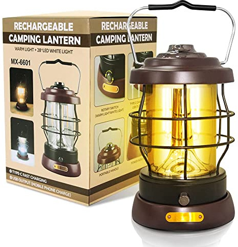 UniqueFire Retro Camping Lantern Rechargeable 1500LM 2 Modes Dimmable,Portable Electric Hurricane Lamp Hands-Free Flashlight,5000 mA High Capacity Battery LED Lanterns for Power Outages Indoor