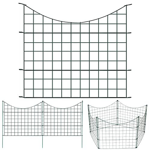 Tubiaz Recinzione per laghetto, Recinzione da Giardino in metallo, 11 pezzi, 5 elementi di recinzione e 6 aste di fissaggio, Recinzione per animali domestici (Sotto Prua)