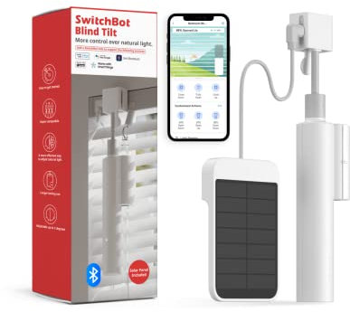 SwitchBot Blind Tilt Motorized Blinds - Smart Electric Blinds with Bluetooth Remote Control, Solar Powered, Light Sensing Control, Add Hub to Work with Alexa & Google Home