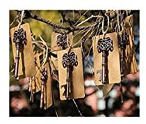 Lote de 12 Elegantes Abridores de Metal Vintage Llave Bronce con Tarjeta. Abrebotellas. Recuerdos. Adornos. Regalos Originales. Detalles de Bodas, Comuniones, Bautizos, Cumpleaños. DK