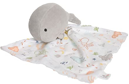 Tikiri 8597205 Schmusetuch Wal, Schnuffeltuch für Babys und Kinder ab 0+ Monaten, 30cm