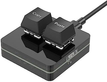 BRIMFORD Claviers programmables USB-C personnalisés, mini 2 touches avec lumière LED, clavier macro mécanique Hot Swap (Noir)