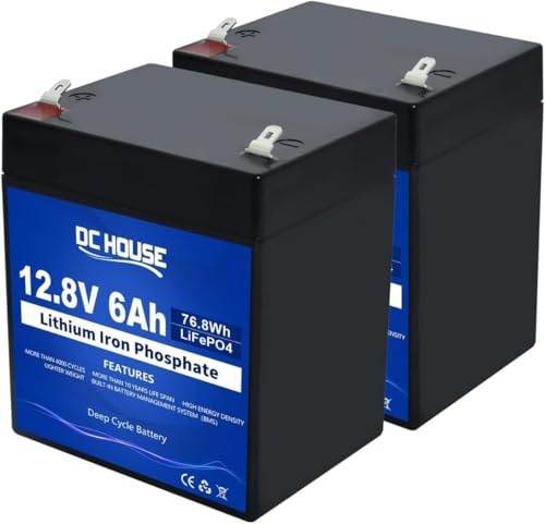 DCHOUSE Batería LiFePO4 de 12V 12Ah (2 paquetes de 6AH) pequeña, batería de litio recargable con 3000+ Deep Cycle y protección BMS para caravanas, carritos de golf, cortacésped, panel solar
