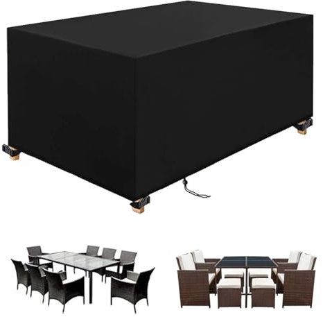 Abdeckung für Gartenmöbel 220x220x82cm/LxWxH 420D Oxford Gewebe Abdeckplane Gartenmöbel Schutzhülle für Gartentische Winterfest Wasserdicht Winddicht UV Beständiges Tische und Stühle Schutzhülle