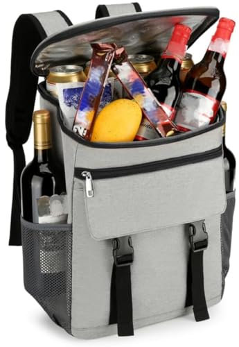 YYKSYDPT 20L Isolierter Kühlrucksack für Herren und Damen, wasserdichte Kühltasche mit großem Fassungsvermögen für Arbeit, Picknick, Wandern, Strand (Grau)