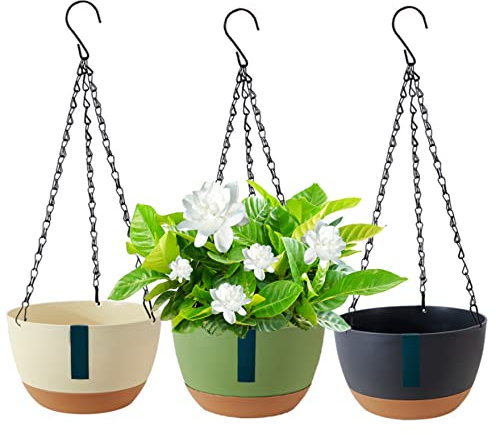 Weduspaty Piantatrici appese in plastica cesto pianta per pianta di fiori con fiore d'acqua per autoardina con vassoio rimovibile per decorazioni per la casa di balcone 3pcs, pentole a pianta sospesa