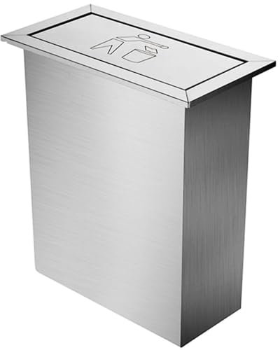 CHFYIJYHM Pattumiera da incasso in acciaio inox for piano di lavoro dell'armadietto della cucina, copertura in acciaio inox for piano di lavoro, pattumiera con coperchio basculante bilanciato for rist