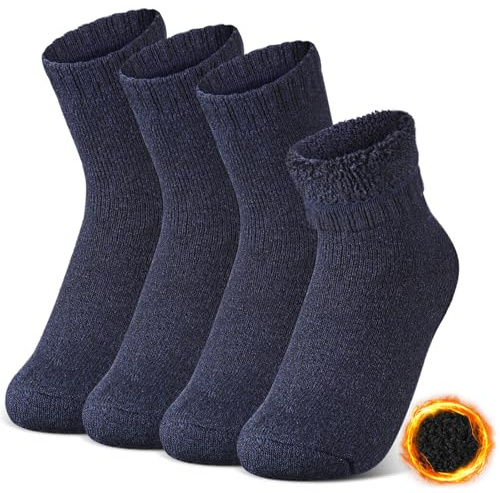 Sintege 2 Pares Calcetines Térmicos de Invierno Calcetines Afelpados Gruesos para Hombres y Mujeres Esquí Deporte y Senderismo en Invierno