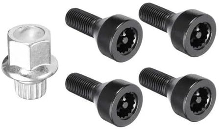 WTIXCRQ Radbolzen Radschraube Kompatibel Mit 1/3/5/6 Serie 36136786419 36131180882 36136764057 4 Schrauben + 1 M12 X 1,5 Auto-Radschrauben, Muttern, Stehbolzen, Nabenreifen-Schraubenbolzen