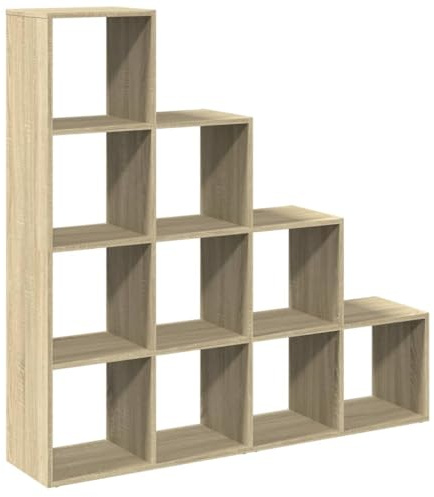 vidaXL Raumteiler-Bücherregal 4 Stufen Sonoma-Eiche 131,5x29x131,5 cm