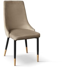 PAZZO DESIGN Sedia Cinzia,Set Da 4, Tortora, Sedie Velluto, Sedie Cucina, Sedie Sala Da Pranzo, Sedie Soggiorno, Sedie Design, Gambe Metallo - id_1960