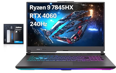 ASUS ROG Strix G17 17.3 pulgadas QHD 240Hz Laptop para juegos, AMD Ryzen 9-7845HX, 32GB DDR5, SSD PCIe de 1TB, GeForce RTX 4060, teclado retroiluminado, cámara web HD, Wi-Fi 6E, Win 11 Home, gris,