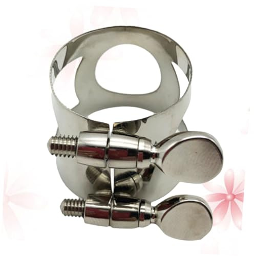 TOYANDONA Abrazadera para Sujetar Boquillas de Instrumentos Musicales para Clarinete Agudo Doble Tornillo de Cobre y Protección en Color Plata
