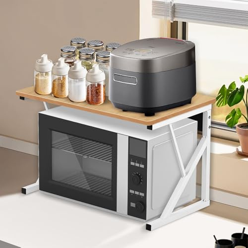 OHMG Support de Four à Micro-Ondes Étagère de Cuisine pour Four à Micro-Ondes Étagère Stable en Bois pour Four Micro-Ondes en Acier au Carbone pour Bureau (54 * 35 * 34.5cm(C))