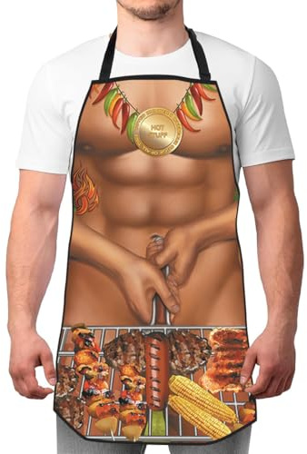 PNPGDYK Kochschürze Herren Küchenschürze Lustige Schürze Wasserdichte für Herren Geschenk für Party Costume Grill (Muskelmann)