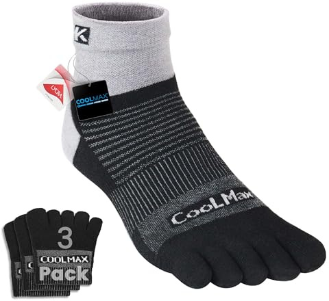 KWUKOTY Coolmax Performance Viertelsocken, Sport Laufsocken Athletic Socken für Herren Damen Schwarz Größe 36-39