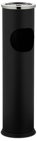 Relaxdays Posacenere da Esterno con Pattumiera, Spegni Sigarette, Porta Cenere da Terra a Colonna HxD: 56x15,5 cm, Nero