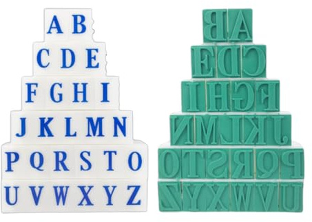 26 sellos de letras desmontables en mayúsculas grandes para álbumes de recortes, enseñanza y manualidades, mango cómodo