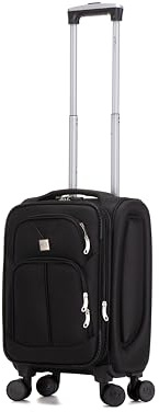 ATX Luggage 55x36x20cm Cabin Carry on Flight Bag Approved Hand Luggage Case Hold Suitcase Fits Ryanair Priority EasyJet FlexiPlus 56x45x25 Jet2 Wizzair & More (Black, 45 Liter)