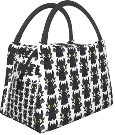 TFDGDGH Toothless Lunch Bags Insulated Bento Box Waterproof Lunch Tote Picnic Bags Cooler Thermal Bag for Woman Children Office